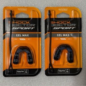 2 Shock Doctor Sport Gel Max Blue/Black Mouth Guard, Youth 10 and Under.